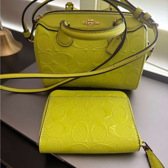 Coach Neon Micro Bennet Barrel Bag And Matching Wallet with Embossed Design - Picture 1 of 8